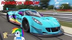 Size: 1280x720 | Tagged: safe, artist:forzaveteranenigma, rainbow dash, fanfic:equestria motorsports, equestria girls, g4, car, driving, europe, forza motorsport 7, germany, hennessey, hennessey performance, hennessey venom, hennessey venom gt, hypercar, motorsport, nurburgring, nurburgring nordschleife, photo, race track, racing, racing suit, watermark