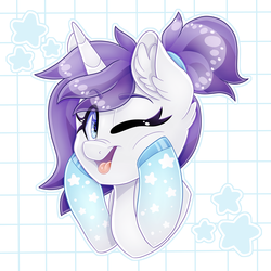 Size: 4000x4000 | Tagged: safe, artist:jup1t3r, artist:partypievt, oc, oc only, oc:indigo wire, pony, unicorn, absurd resolution, female, gradient hooves, looking at you, one eye closed, ponytail, solo, tongue out, wink