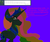 Size: 1042x884 | Tagged: safe, artist:dazzlingmimi, princess celestia, alicorn, pony, tumblr:the sun has inverted, g4, ask, betrayed, blue background, blue sun, civil war, color change, darkened coat, divided equestria, female, green eye, indigo background, invert princess celestia, inverted, inverted colors, inverted princess celestia, purple background, rainbow hair, sad, sadness, sidemouth, simple background, solo, speech bubble, tumblr, violet background, word bubble