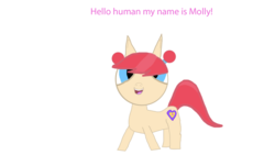 Size: 1334x750 | Tagged: safe, artist:undeadponysoldier, oc, oc only, oc:molly, pony, character introduction, could be better, cute, cutie mark, female, filly, free hugs, open mouth, pigtails, ponified