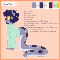 Size: 3000x3000 | Tagged: safe, artist:liefsong, oc, oc:licorice, lamia, original species, cute, glasses, high res, reference sheet