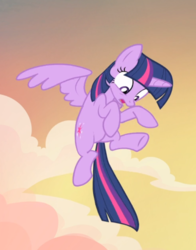 Size: 643x822 | Tagged: safe, screencap, twilight sparkle, alicorn, pony, g4, three's a crowd, cropped, female, flying, looking down, mare, open mouth, solo, spread wings, twilight sparkle (alicorn), wings