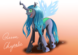 Size: 1191x839 | Tagged: safe, artist:タツオ, queen chrysalis, changeling, changeling queen, g4, female, solo