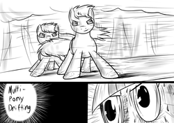 Size: 1702x1196 | Tagged: safe, artist:brony2you, pony, drifting, grayscale, initial d, meme, monochrome, multi track drifting