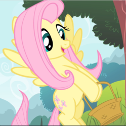 Size: 937x942 | Tagged: safe, screencap, fluttershy, pegasus, pony, filli vanilli, g4, basket, cropped, cute, female, flying, mare, shyabetes, smiling