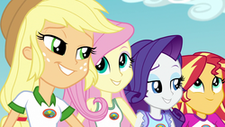 Size: 1920x1080 | Tagged: safe, screencap, equestria girls, g4, legend of everfree, bedroom eyes, clothes, female, out of context, smiling