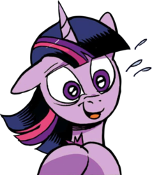 Size: 587x672 | Tagged: safe, idw, twilight sparkle, alicorn, pony, g4, spoiler:comic, spoiler:comic75, cropped, female, simple background, solo, sweat, transparent background, twilight sparkle (alicorn)