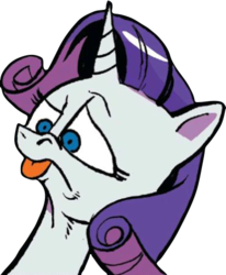Size: 393x476 | Tagged: safe, idw, rarity, pony, g4, spoiler:comic, spoiler:comic75, cropped, disgusted, female, simple background, solo, tongue out, transparent background