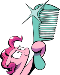 Size: 879x1098 | Tagged: safe, pinkie pie, pony, g4, idw, spoiler:comic, spoiler:comic75, comb, cropped, female, simple background, solo, transparent background