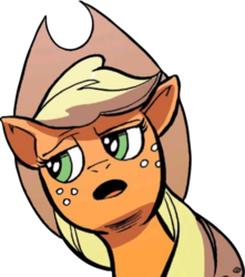 Size: 455x514 | Tagged: safe, artist:andypriceart, applejack, earth pony, pony, g4, idw, spoiler:comic, spoiler:comic75, cowboy hat, cropped, female, hat, mare, simple background, solo, transparent background