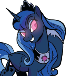 Size: 526x608 | Tagged: safe, idw, princess luna, pony, g4, spoiler:comic, spoiler:comic75, cropped, female, possessed, simple background, solo, transparent background