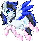 Size: 134x139 | Tagged: safe, artist:ak4neh, oc, oc only, oc:black ice, pegasus, pony, animated, clothes, female, gif, mare, pixel art, simple background, socks, solo, striped socks, transparent background
