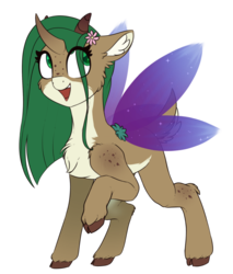 Size: 1991x2332 | Tagged: safe, artist:airfly-pony, derpibooru exclusive, oc, oc only, oc:elen, dryad, pony, rcf community, cheek fluff, chest fluff, cloven hooves, dryad (elepatrium), ear fluff, elepatrium, elepatrium universe, female, leg fluff, looking up, png, smiling, solo, universe elepatrium, unshorn fetlocks