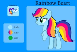 Size: 1439x986 | Tagged: safe, artist:徐詩珮, oc, oc:rainbow beart, pegasus, pony, g4, female, mare, offspring, parent:rainbow dash, parent:soarin', parents:soarindash, reference sheet