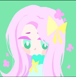 Size: 712x725 | Tagged: dead source, safe, artist:知更鸟苏西, fluttershy, human, g4, bow, female, green background, humanized, simple background, solo