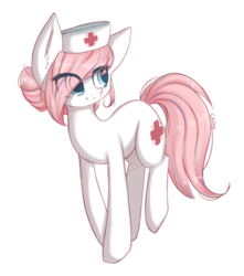 Size: 1024x1156 | Tagged: safe, artist:chimeeri, nurse redheart, earth pony, pony, g4, colored pupils, cute, daaaaaaaaaaaw, diabetes, ear fluff, eye clipping through hair, female, heartabetes, mare, no catchlights, simple background, smiling, solo, transparent background