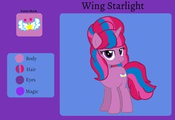 Size: 1432x984 | Tagged: safe, artist:徐詩珮, oc, oc:wing starlight, pony, unicorn, female, magical lesbian spawn, mare, offspring, offspring's offspring, parent:oc:betty pop, parent:oc:vesty sparkle, parents:oc x oc, reference sheet