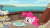 Size: 980x551 | Tagged: safe, screencap, pinkie pie, earth pony, pony, g4, ppov, season 6, animated, cute, diapinkes, female, food, gif, jumping, lifejacket, macaron, mare, open mouth, perfect loop, sandwich, solo