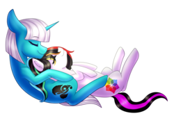 Size: 3120x2084 | Tagged: safe, artist:lil-fox-prince, oc, oc only, pony, unicorn, eyes closed, female, high res, lesbian, mare, oc x oc, shipping, simple background, smiling, transparent background