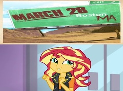 Size: 571x422 | Tagged: safe, edit, edited screencap, screencap, sunset shimmer, a fine line, equestria girls, g4, my little pony equestria girls: better together, anticipation, excited, gamer sunset, gearbox software, implied borderlands, implied borderlands 3, implied borderlands fan, reaction image, teaser