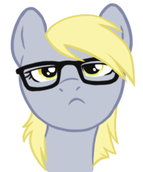 Size: 387x466 | Tagged: safe, artist:blackfeathr, derpy hooves, pegasus, pony, g4, bust, female, frown, glasses, hipster, looking at you, mare, portrait, simple background, solo, transparent background