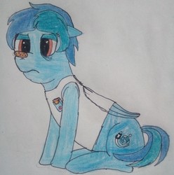 Size: 2446x2465 | Tagged: safe, artist:überreaktor, oc, oc only, oc:delta vee, pegasus, pony, cookie, food, high res, solo, traditional art, unamused
