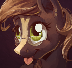 Size: 1865x1779 | Tagged: safe, artist:graypaint, oc, oc only, pony, :p, bust, glasses, silly, solo, tongue out