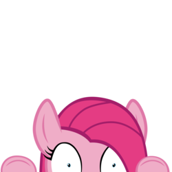 Size: 10000x10000 | Tagged: safe, alternate version, artist:ace play, part of a set, pinkie pie, pony, fanfic:cupcakes, g4, absurd resolution, adoracreepy, creepy, cute, cuteamena, female, insanity, mrkat7214's "i see you" pony, peekaboo, peeking, pink, pinkamena diane pie, shrunken pupils, simple background, solo, soon, this will end in cupcakes, transparent background, vector, wide eyes