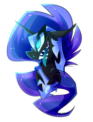 Size: 2899x3800 | Tagged: safe, artist:nekosnicker, nightmare moon, pony, g4, female, helmet, high res, mare, sharp teeth, simple background, smiling, solo, teeth, transparent background