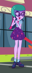 Size: 415x945 | Tagged: safe, screencap, sci-twi, twilight sparkle, equestria girls, fomo, g4, my little pony equestria girls: better together, clothes, cropped, cute, female, geode of telekinesis, glasses, helmet, legs, magical geodes, shoes, skirt, smiling, socks, solo, twiabetes