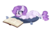 Size: 1280x751 | Tagged: dead source, safe, artist:moon-rose-rosie, oc, oc only, oc:esmeralda persephone, dracony, hybrid, book, female, interspecies offspring, offspring, parent:rarity, parent:spike, parents:sparity, pillow, prone, simple background, solo, transparent background