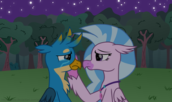 Size: 5915x3503 | Tagged: safe, artist:ejlightning007arts, gallus, silverstream, classical hippogriff, griffon, hippogriff, g4, crying, female, male, night, sad, ship:gallstream, shipping, straight, teary eyes, tree