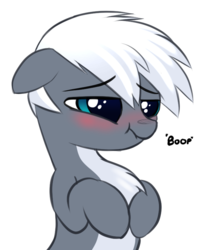 Size: 692x812 | Tagged: safe, artist:airctic, oc, oc only, pony, blushing, boop, cute, female, filly, scrunchy face, solo