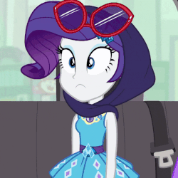 Size: 600x600 | Tagged: safe, screencap, rarity, equestria girls, fomo, g4, my little pony equestria girls: better together, animated, armpits, binoculars, bracelet, clothes, cropped, crying, drama queen, dress, female, geode of shielding, jewelry, magical geodes, marshmelodrama, rarity being rarity, rarity peplum dress, seatbelt, shawl, sleeveless, sleeveless dress, sunglasses