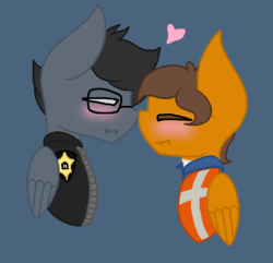 Size: 739x711 | Tagged: safe, artist:junetheicecat, artist:suqarychaos, pony, base used, blushing, emmet brickowski, gay, good cop bad cop, heart, lego, male, ponified, shipping, the lego movie