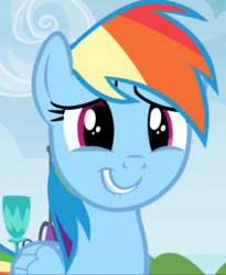 Size: 768x937 | Tagged: safe, screencap, rainbow dash, pegasus, pony, g4, trade ya!, close-up, cropped, cute, dashabetes, eye shimmer, female, lip bite, mare, solo