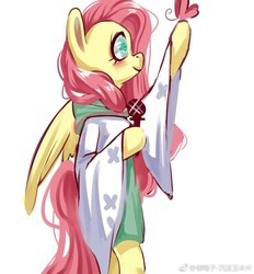 Size: 1001x1080 | Tagged: safe, artist:royal, fluttershy, butterfly, semi-anthro, g4, arm hooves, female, simple background, solo, white background