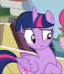 Size: 812x940 | Tagged: safe, screencap, pinkie pie, twilight sparkle, alicorn, earth pony, pony, g4, trade ya!, cropped, female, mare, offscreen character, open mouth, raised hoof, solo focus, twilight sparkle (alicorn)