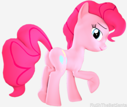 Size: 4088x3449 | Tagged: safe, artist:flushthebatsanta, pinkie pie, earth pony, pony, g4, 3d, balloonbutt, butt, female, lidded eyes, looking at you, looking back, looking back at you, mare, plot, raised hoof, simple background, solo, white background