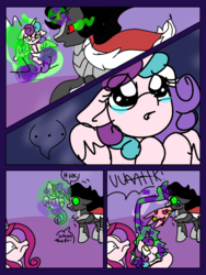 Size: 768x1024 | Tagged: safe, artist:aurumnarts, king sombra, princess cadance, princess flurry heart, pony, g4, season 9, blushing, comic, crying, cute, cuteness overload, denied, dialogue, emoji, faic, flurrybetes, funny, heart, interrupted, levitation, magic, puffy cheeks, puking rainbows, scared, telekinesis, trembling, vomiting