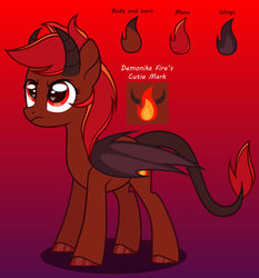 Size: 1024x1100 | Tagged: safe, artist:liya04, artist:nocturnal-moonlight, oc, oc only, oc:demonika fire, demon, demon pony, pony, base used, bat wings, female, heart eyes, horns, mare, red and black oc, reference sheet, solo, wingding eyes, wings