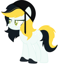 Size: 1441x1545 | Tagged: safe, artist:pegasski, artist:space--paws0w0, oc, oc only, oc:goldie (ice1517), earth pony, pony, g4, base used, female, freckles, helmet, mare, simple background, solo, transparent background