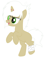 Size: 1512x2012 | Tagged: safe, artist:pegasski, artist:space--paws0w0, oc, oc only, oc:snow steel, pony, unicorn, g4, bandage, base used, blank flank, female, mare, open mouth, rearing, simple background, solo, transparent background