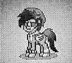 Size: 480x420 | Tagged: safe, artist:alexskleinewelt, oc, oc:alex bash, pony, pony town, black and white, game boy, gameboy camera, grayscale, monochrome, nintendo, pixel art