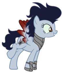 Size: 1212x1412 | Tagged: safe, artist:space--paws0w0, oc, oc only, oc:captain dark crystal, pegasus, pony, armor, female, hoof shoes, mare, raised hoof, simple background, solo, transparent background