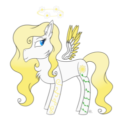 Size: 1224x1160 | Tagged: safe, artist:rose-blade, oc, oc only, oc:daisy (angel), angel, pegasus, pony, chest fluff, ear fluff, female, halo, mare, markings, simple background, solo, transparent background