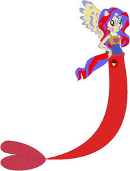 Size: 640x837 | Tagged: safe, artist:selenaede, artist:user15432, sunset shimmer, mermaid, elements of insanity, equestria girls, g4, alternate cutie mark, alternate universe, barely eqg related, base used, bodypaint, clothes, cutie mark on human, equestria girls style, equestria girls-ified, fins, jewelry, mermaid tail, mermaidized, necklace, painset shimmercakes, pearl necklace, pegasus wings, ponied up, solo, species swap, tail, winged humanization, wings