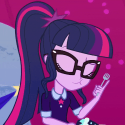 Size: 800x800 | Tagged: safe, screencap, sci-twi, twilight sparkle, equestria girls, g4, my little pony equestria girls: better together, twilight under the stars, animated, cropped, eating, female, fork, loop, party soft