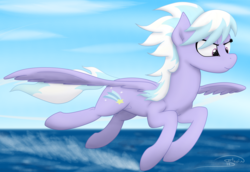Size: 2194x1513 | Tagged: safe, artist:soctavia, cloudchaser, pegasus, pony, g4, female, flying, mare, solo, water
