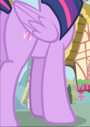 Size: 667x939 | Tagged: safe, screencap, twilight sparkle, alicorn, pony, g4, inspiration manifestation, butt, close-up, cropped, female, hips, legs, pictures of bellies, pictures of legs, plot, solo, twibutt, twilight sparkle (alicorn)